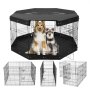 VEVOR Dog Playpen, 8 Pcs 30"H x 24"W Panels Foldable Metal Pet Exercise Pen, Dog Fence Indoor and Outdoor Pen with Door, Bottom Pad and Top Cover, Pet Playpen for Dogs, Cats, Other Small Animals