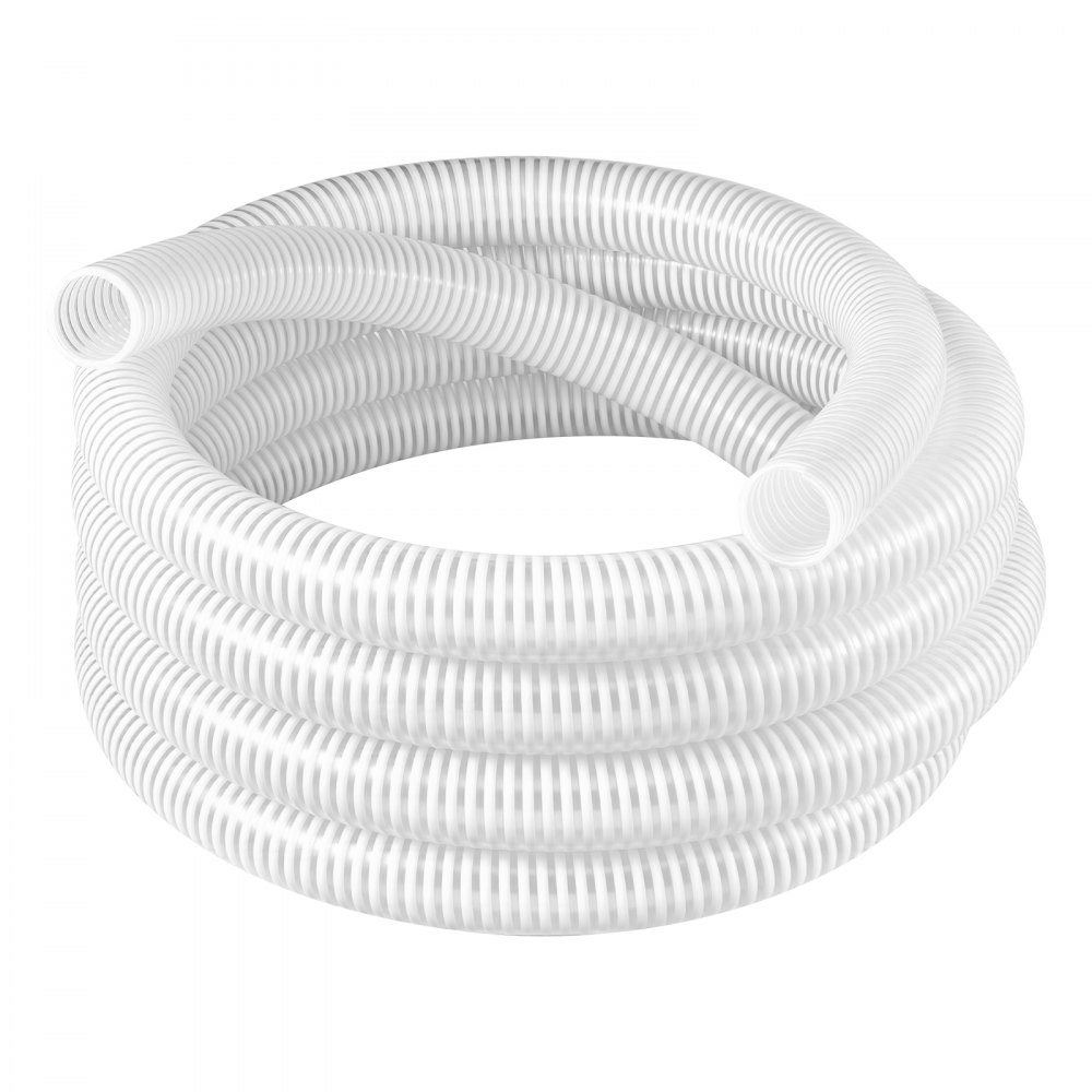 VEVOR Zuigslang 2 inch x 7,6 m PVC waterzuigslang voor zwembadpompen, irrigatie en waterafvoer, 11,76 psi, zonder voorgemonteerde fittingen, weerbestendig en scheurbestendig, incl. klemmen, wit