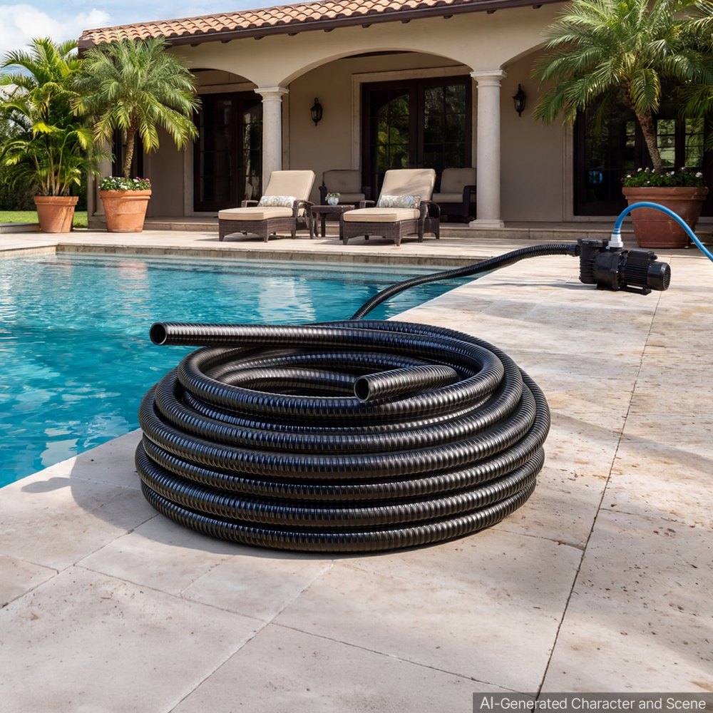 VEVOR Zuigslang 1 inch x 25 m PVC waterzuigslang voor zwembadpompen, irrigatie, waterafvoer, 72,5 psi, zonder voorgemonteerde koppelingen, weerbestendig en scheurbestendig, incl. slangklemmen