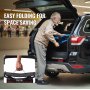 senior placing VEVOR rollator walker in car trunk for easy folding and space-saving travel.