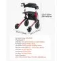 VEVOR 3-weg opvouwbare rollator met zitje, lichtgewicht 4-wielige rollator, loophulp tot 136 kg met rugleuning, tas, stokhouder, in hoogte verstelbare loophulp met vergrendelingsfunctie voor senioren, rood