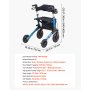 VEVOR 3-weg opvouwbare rollator met zitje, lichtgewicht 4-wielige rollator, loophulp tot 136 kg met rugleuning, tas, stokhouder, in hoogte verstelbare loophulp met vergrendelingsfunctie voor senioren, blauw