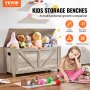 VEVOR Wooden Toy Chest for Kids, Toddler Toy Storage Box with Flip-Top Lid and Safety Hinge, 38.98 x 15.55 x 18.9" Large Kids Storage Bench for Playroom, Bedroom, Living Room or Entryway, Gray