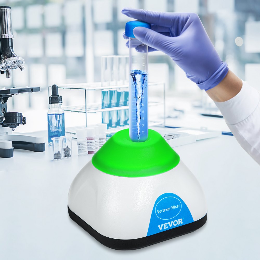 VEVOR Vortex Mixer 3000 RPM Mini Vortex Mixer Shaker Groene Lab Vortex Mixer Gemaakt van PC-kunststof en Siliconen met 4 W Motor Vier Antislipvoetjes Ideaal voor Laboratoria Scholen en Thuisgebruik