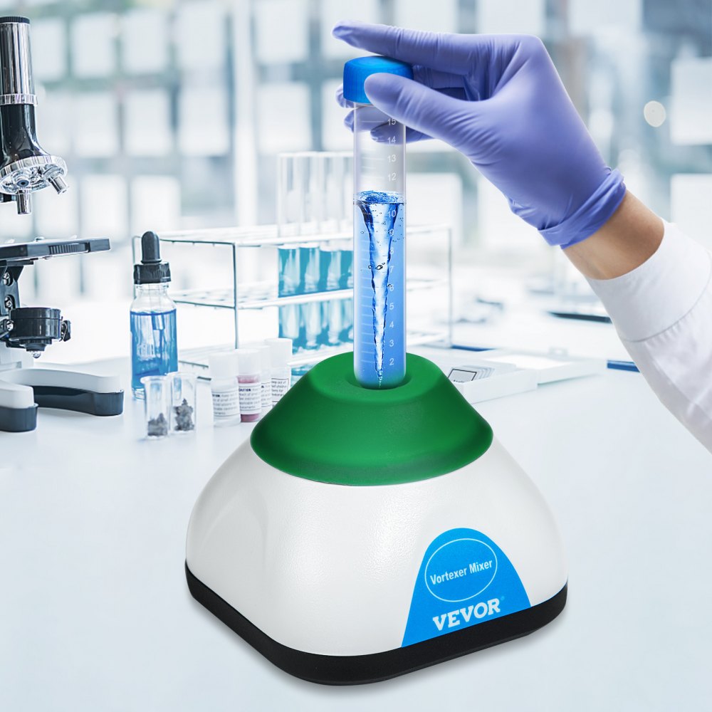 VEVOR Vortex Mixer Groene Mini Vortex Mixer Shaker 6000 RPM Lab Vortex Mixer Gemaakt van PC-kunststof en Siliconen met 4W Motor en Vier Antislipvoetjes Ideaal voor Laboratoria Scholen en Thuisgebruik
