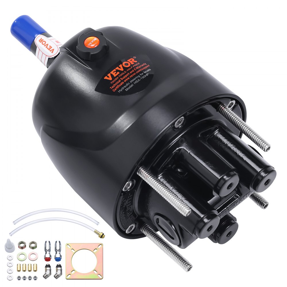 VEVOR Hydraulic Outboard Steering Pump, 1.4 Cubic Inches, 150HP Front Mount Hydraulic Helm Pump with Two-Way Lock Cylinder Stainless Steel ORB Fittings, for Single Station Single-Engine Boats