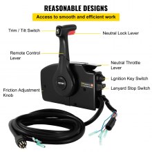 VEVOR Boat Throttle Control 881170A15 Side Mount Remote Control Box Outboard Remote Control System with Emergency Cord & Clip and 8 Pin For Mercury PT Boat Motor