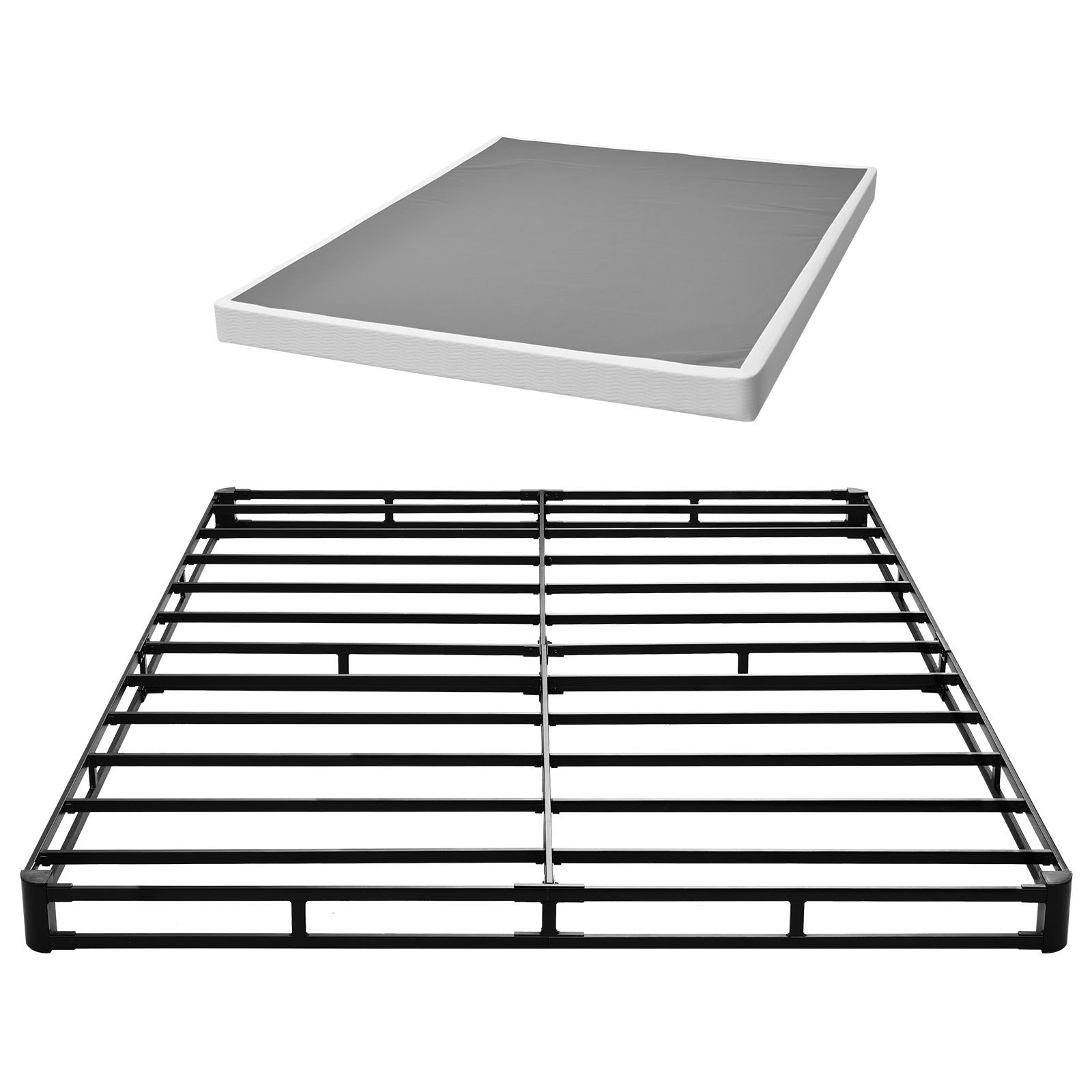 VEVOR Boxspring Bedframe (Queen Size) met Wasbare Stoffen Hoes, Metalen Frame (2010 x 1510 x 102 mm) voor Queen Size Bedden, 102 mm Matrasbovenzijde, Max. Draagvermogen 1587,57 kg, Matrasbodem