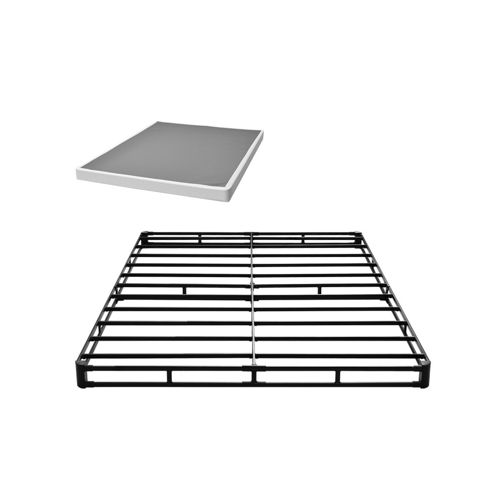 VEVOR Queensize boxspringbedframe met wasbare stoffen hoes, metalen frame voor queensize bedden, matrasbodem van 102 mm, max. draagvermogen van 1587 kg (2010 x 1510 x 102 mm)