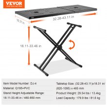 VEVOR DJ bureaustandaard tafel keyboardstandaard in hoogte verstelbaar (820-1095)x465mm