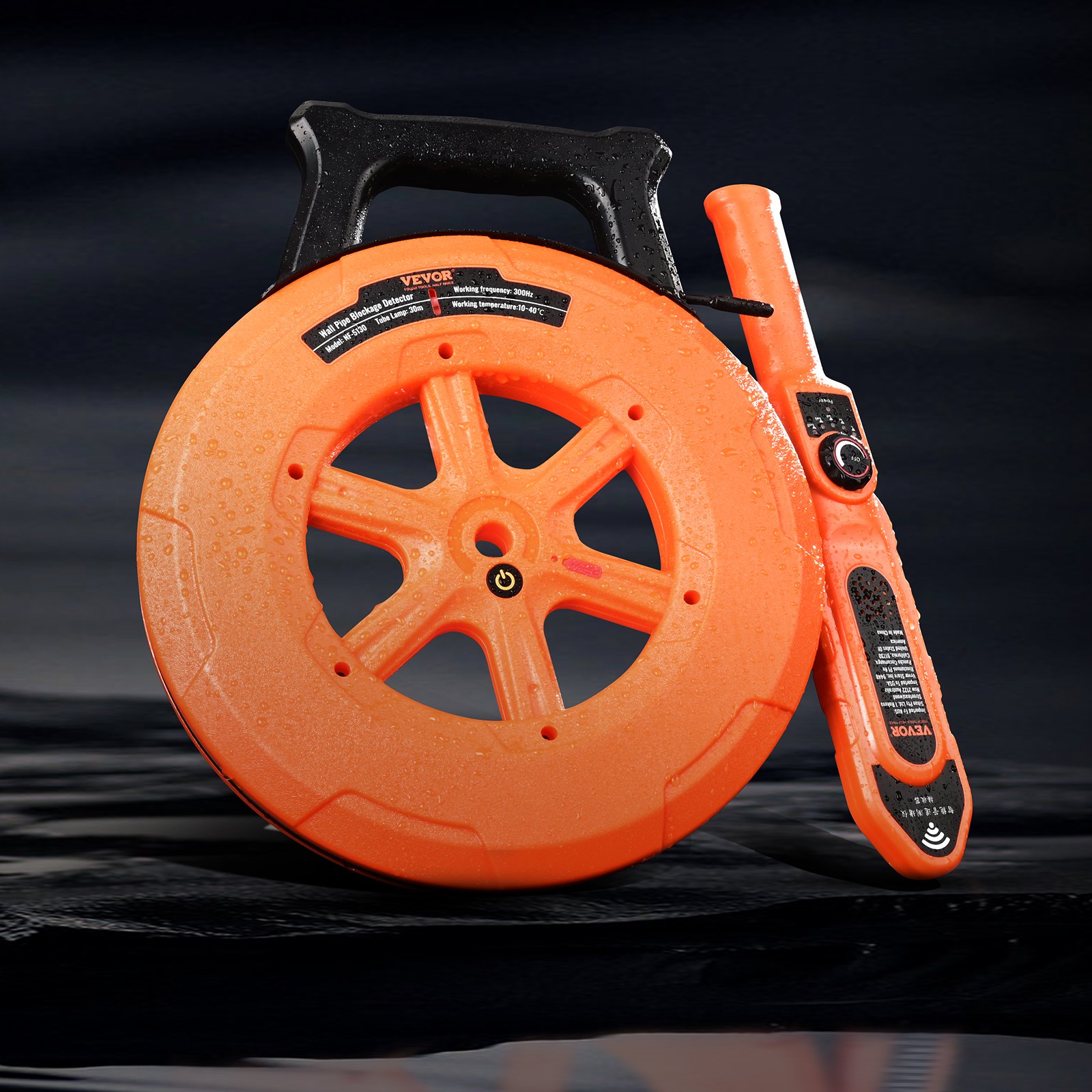 VEVOR Pijpverstoppingsdetector Pijpverstoppingsdetector Pijpreiniger ABS-behuizing Pijpinspectiebestelapparaat 30 m kabeldetectieafstand voor niet-metalen buizen 0-40 cm Metalen buizen 0-15 cm