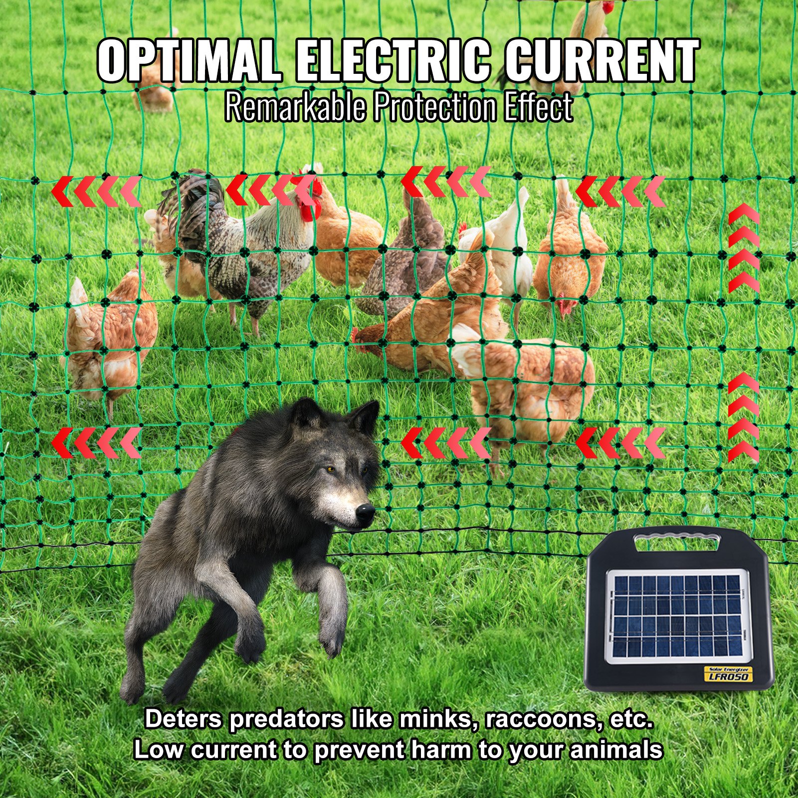 VEVOR Electric Fence Netting, 48" H x 168' L, PE Net Fencing Kit with Posts & Double-Spiked Stakes, Utility Portable Mesh for Chickens, Ducks, Geese, Rabbits, Used in Backyards, Farms, and Ranches