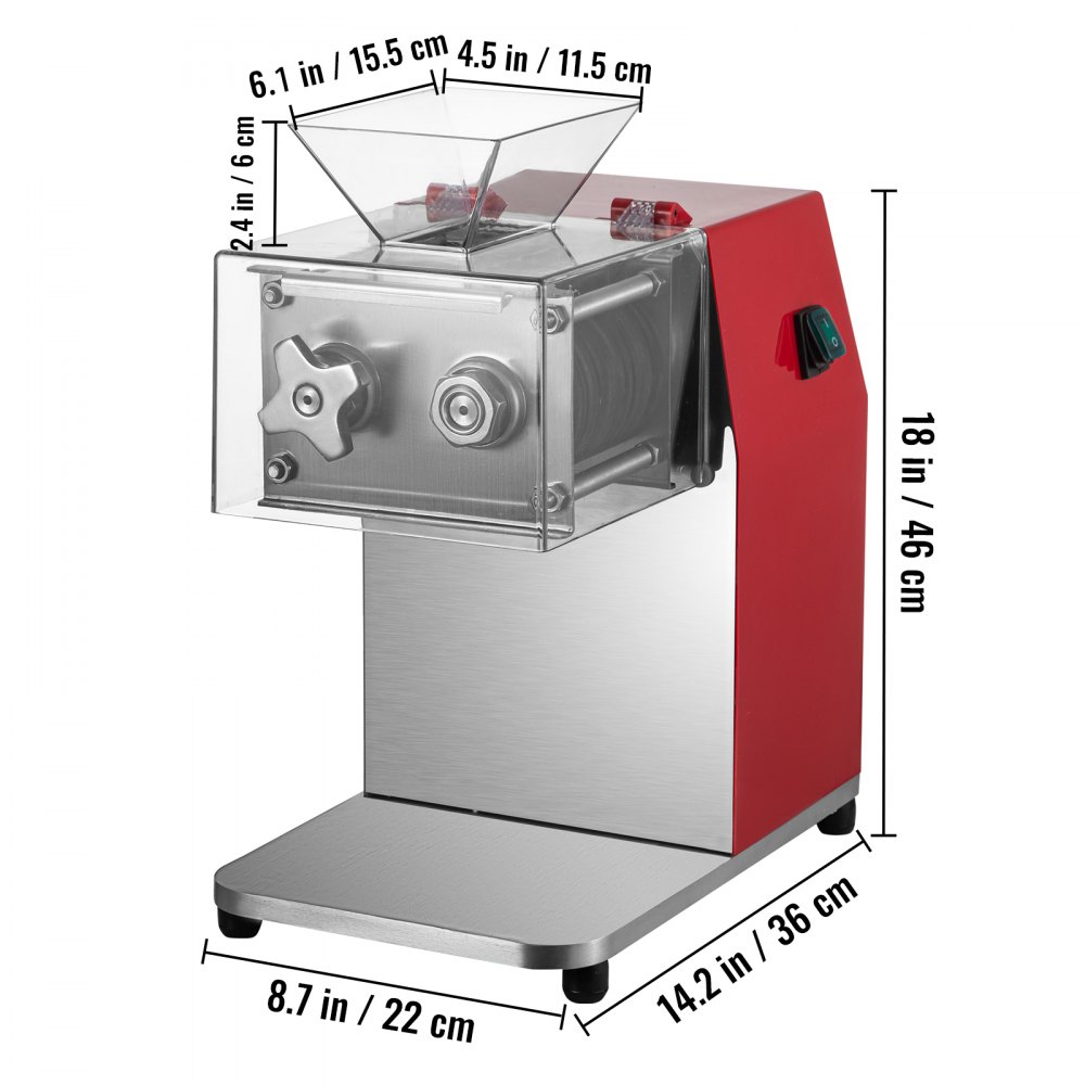VEVOR Commercial Meat Cutting Machine, 551 Lbs/H 850W Meat Shredding Machine, 3.5mm Blade Electric Meat Cutter, Stainless Steel Restaurant Food Cutter, for Kitchen Supermarket Lamb Beef Chicken, Red