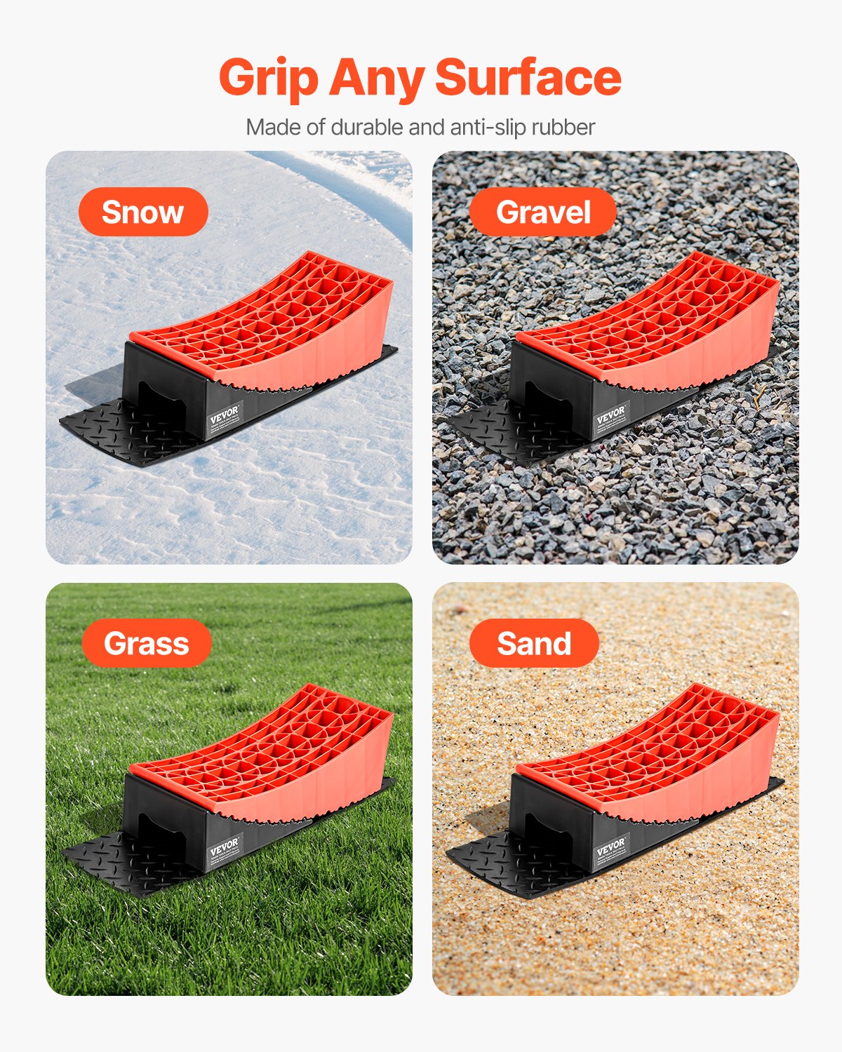 VEVOR Camper Levelers, 2 Pcs RV Leveling Blocks, up to 8818.5lbs Camper Wheel Chocks, Max. 4" Leveling Height Heavy Duty Curved Levelers, RV Camper Leveler Kit with Anti-Slip Mat Carrying Bag Level