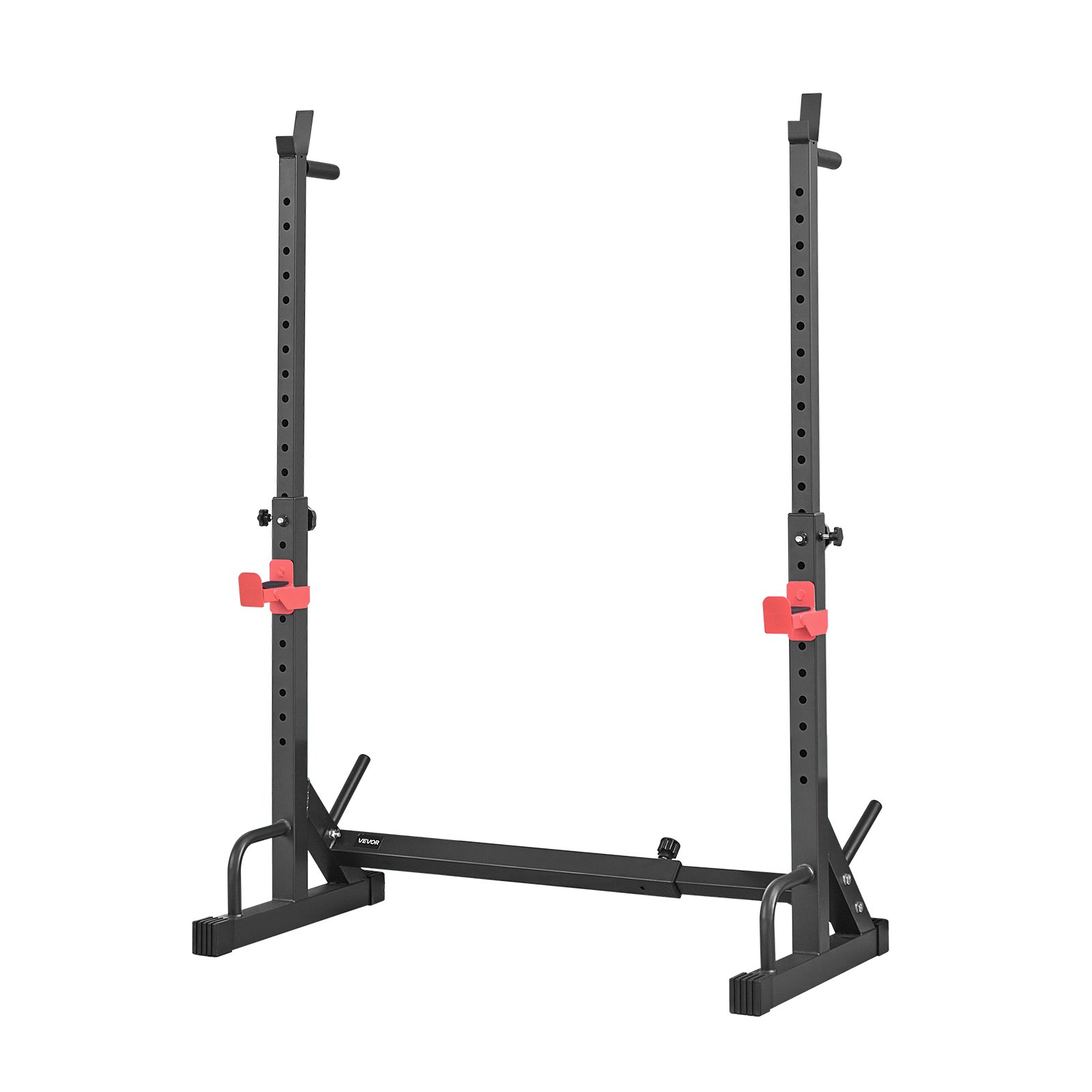 VEVOR Power Cage Squat Rack voor thuisgym met verstelbare hoogte en breedte, draagvermogen van 250 kg, krachttrainingsapparaat met halterrekken en J-haken voor bankdrukken, squats en gewichtheffen.