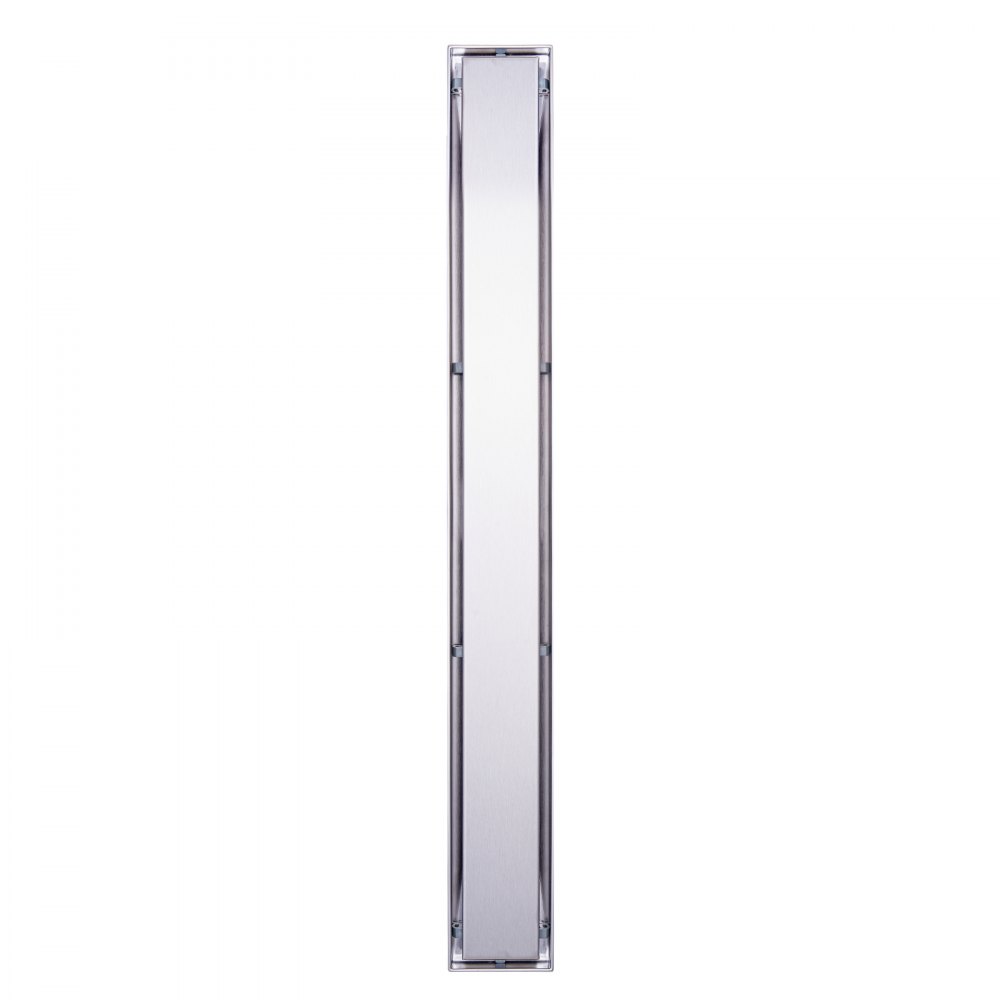 VEVOR 609 x 70 x 70 mm lineaire doucheafvoer, verspringend met tegelinzetstuk, geborsteld roestvrij staal 304, rechthoekige douchevloerafvoer, lineaire afvoer met stelvoeten, haarzeef, zilver