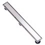VEVOR 609 x 70 x 70 mm lineaire doucheafvoer, verspringend met tegelinzetstuk, geborsteld roestvrij staal 304, rechthoekige douchevloerafvoer, lineaire afvoer met stelvoeten, haarzeef, zilver