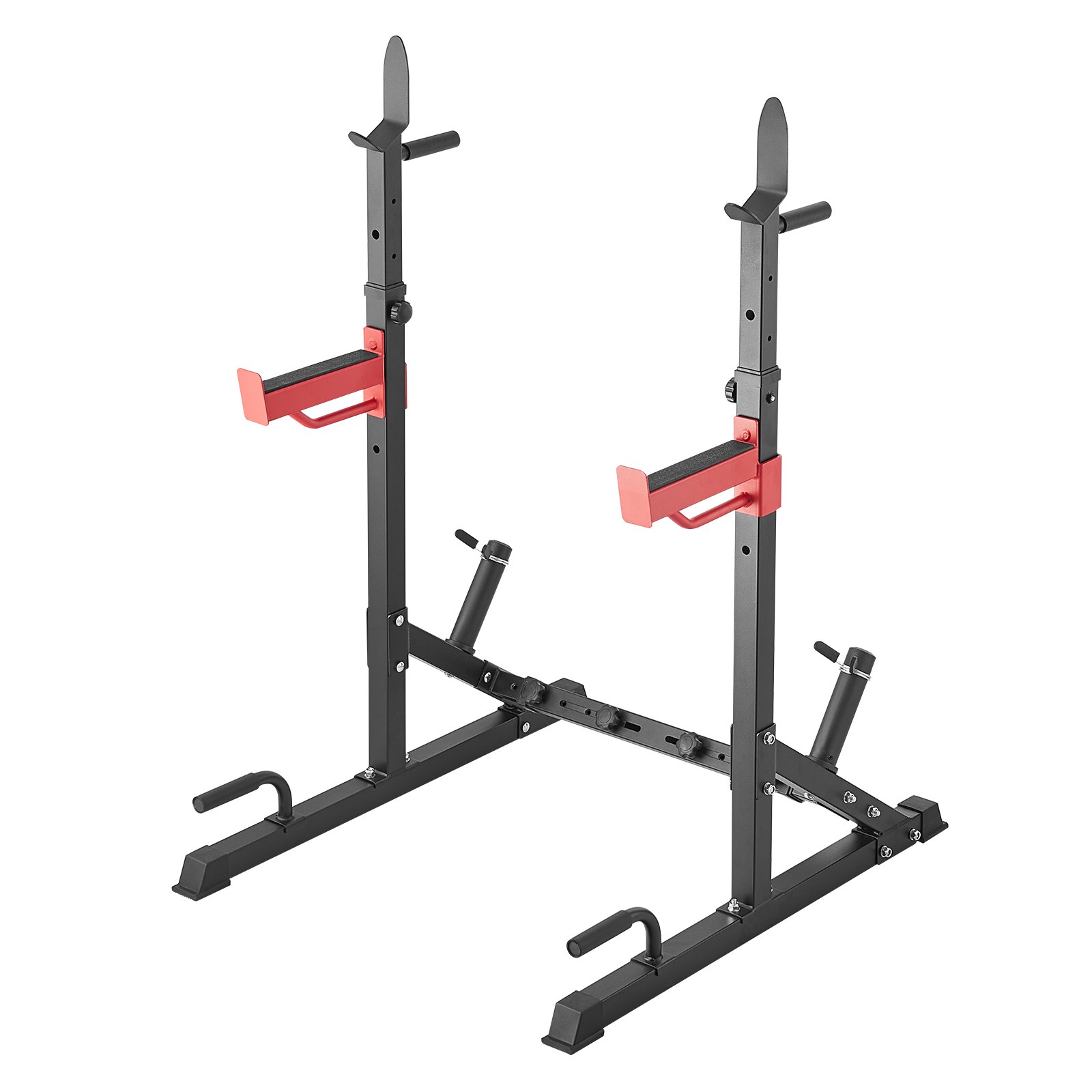 VEVOR Squat Stand Power Rack, multifunctionele halterstandaard met haak, opslaghulpstuk voor gewichtsplaten, verstelbare gratis bankdrukstandaard, maximale belasting 600 pond, stalen oefenvierkant