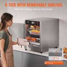 VEVOR Voedselverwarmer 4-laags snackverwarmingskast met waterbak, enkele deur