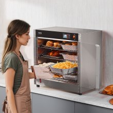 VEVOR Hot Box Voedselverwarmer Snackwarmhoudkast met 4 niveaus en waterbak