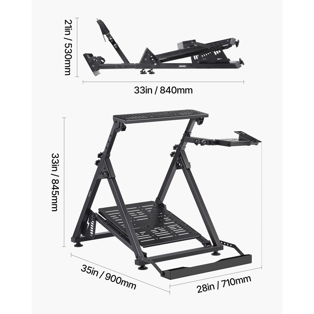 VEVOR Stuurwielstandaard, Verstelbare en opvouwbare simulatorstandaard voor Logitech G923 G920 G29 G27, Thrustmaster T300RS TX F458 T500RS T3PA-PRO (F1/GT) Gaming Cockpit, pedalensimulator niet inbegrepen