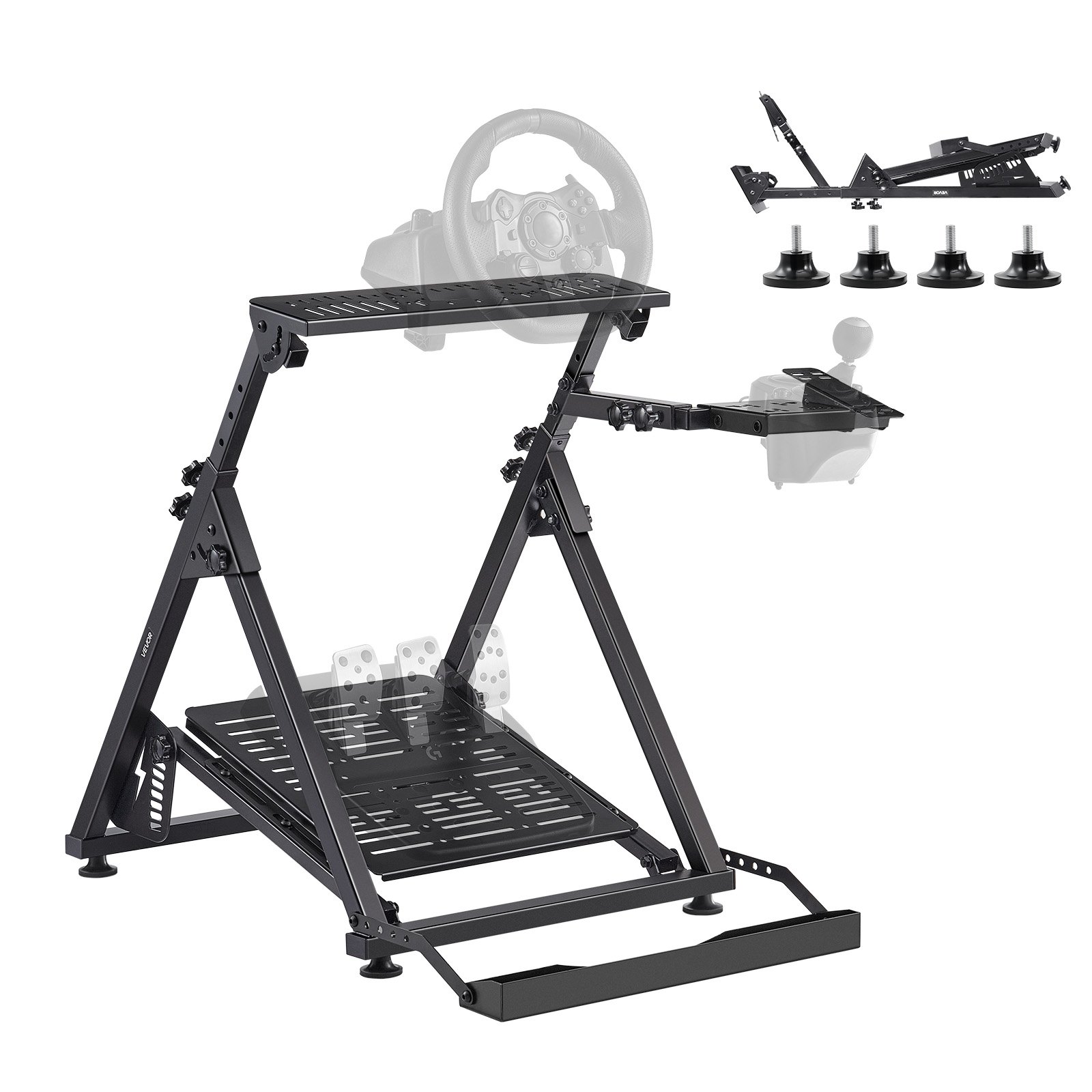 VEVOR Stuurwielstandaard, Verstelbare en opvouwbare simulatorstandaard voor Logitech G923 G920 G29 G27, Thrustmaster T300RS TX F458 T500RS T3PA-PRO (F1/GT) Gaming Cockpit, pedalensimulator niet inbegrepen