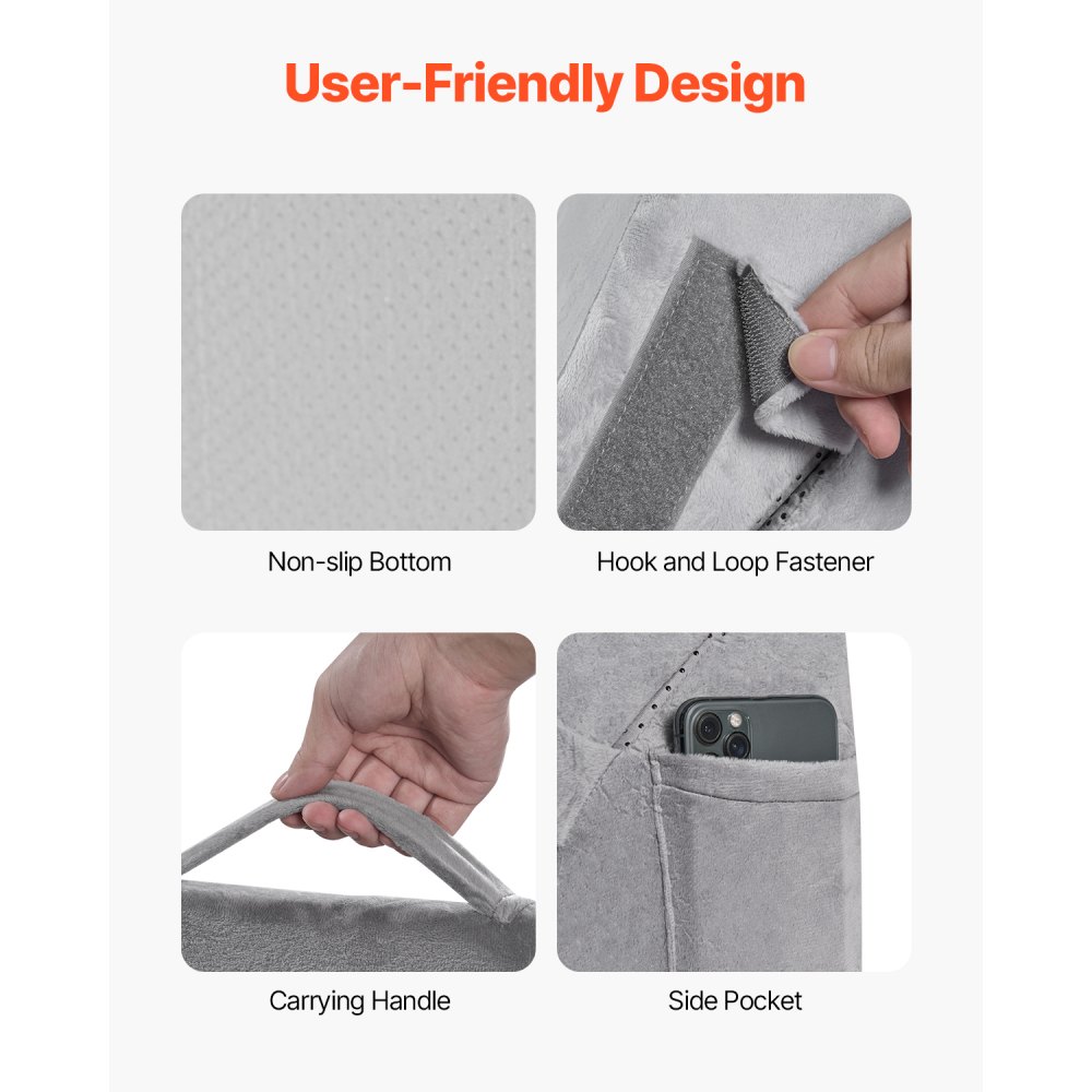 VEVOR Wedge Pillow for Sleeping, 4 Pcs Adjustable Orthopedic Bed Wedge Set, Support Arm Leg Neck Shoulder, Post Surgery Pillow for Back Pain, Acid Reflux, Snoring Relief, Sitting up in Bed, Dark Grey