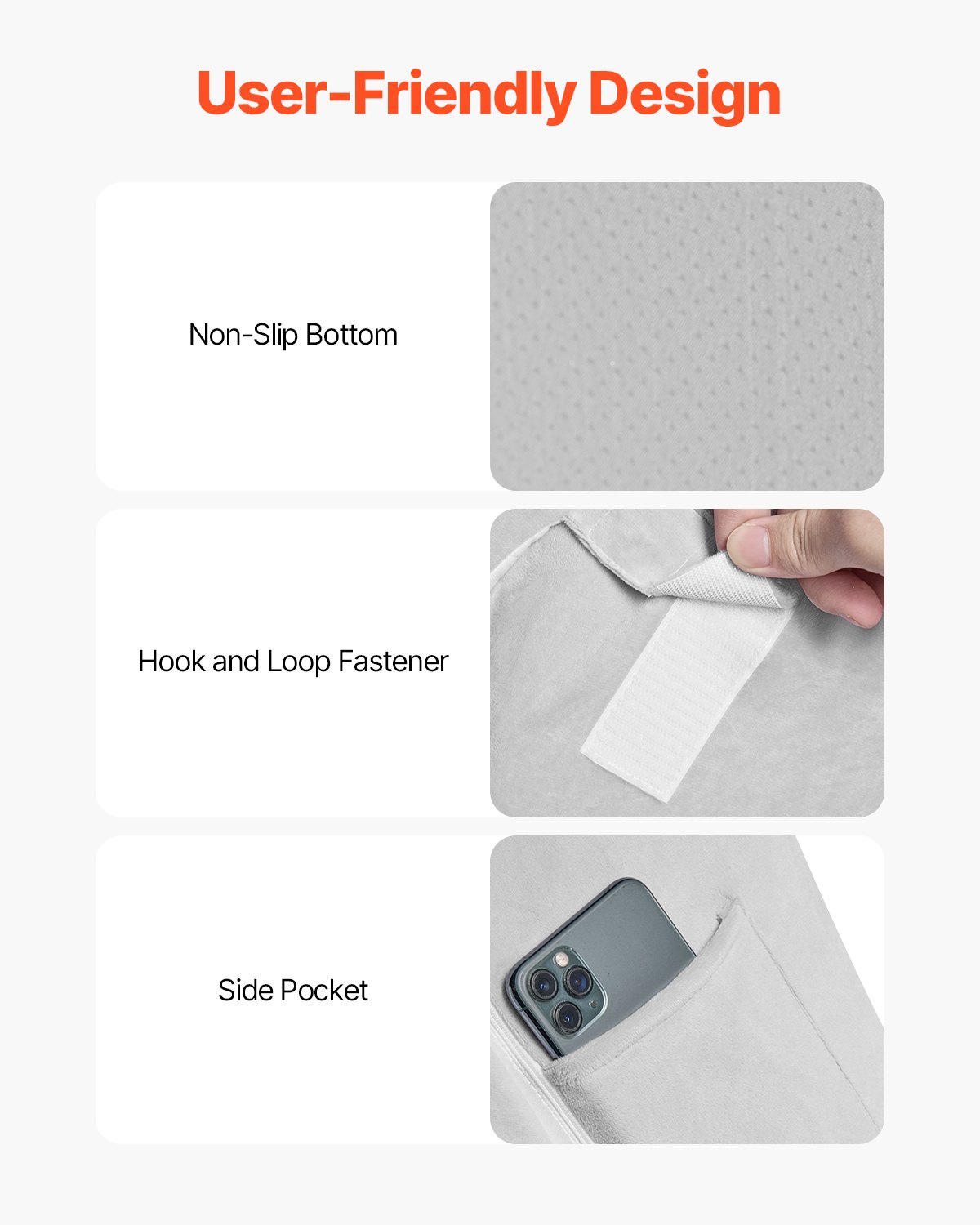 VEVOR Wedge Pillow for Sleeping, 4 Pcs Adjustable Orthopedic Bed Wedge Set, Support Leg Neck Shoulder, Post Surgery Pillow for Back Pain, Acid Reflux, Snoring Relief, Sitting up in Bed, White/Grey