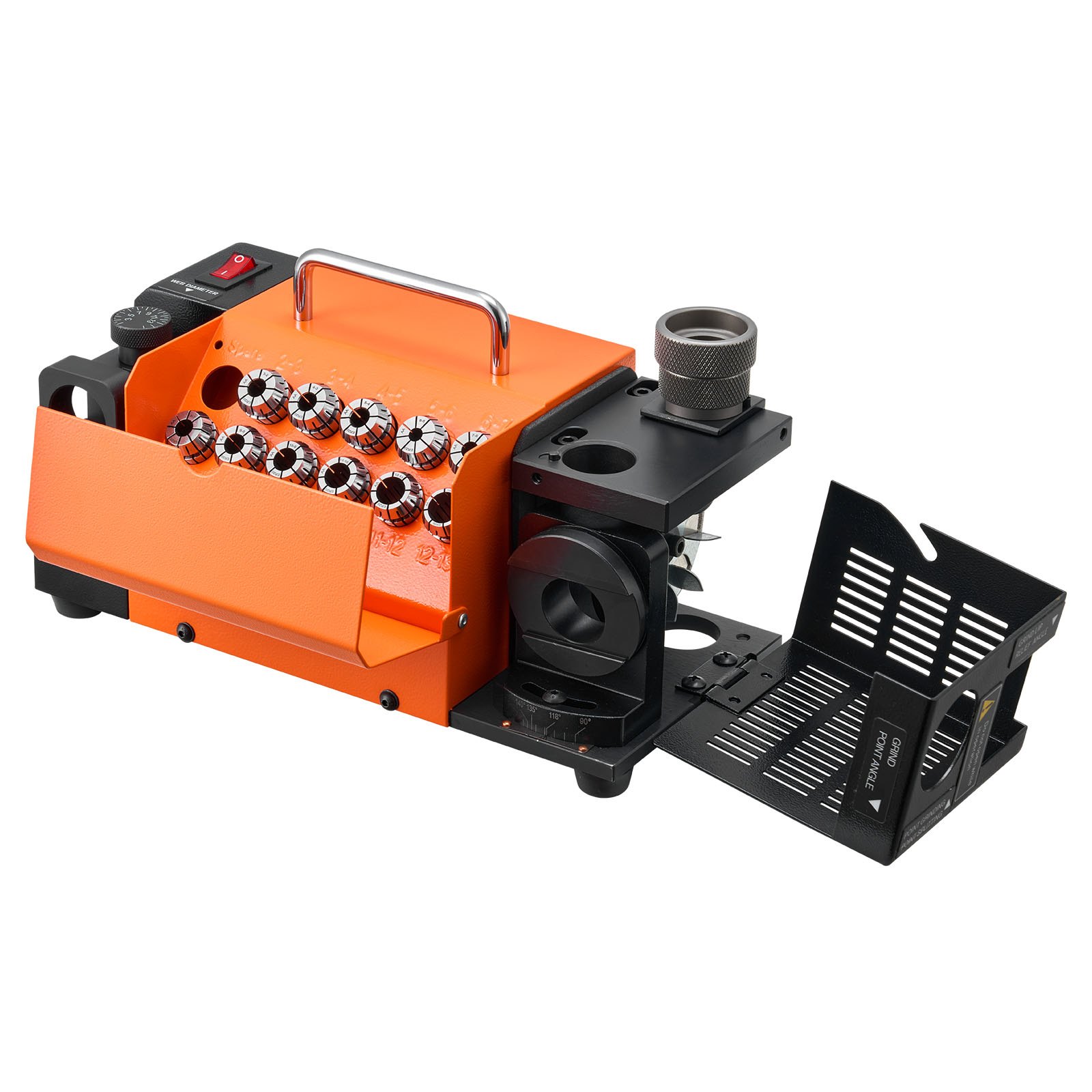 VEVOR Drill Bits Sharpener MR-13D, 3–13mm Professional Drill Bit Grinder with Adjustable Lip Relief Angle, Front Cutting Lip & 95°-135° Point Angle, 4600RPM Re-Sharpener with 11 Collets & CBN Wheel