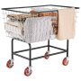 VEVOR Draadwasmand, 4,5 Bushel Draadwasmand met wielen, 26,4 x 15,7 x 26 inch Commerciële draadwasmand, stalen frame met chromen afwerking