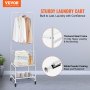 VEVOR laundry trolley commercial laundry sorter, 52 kg loadable laundry collector laundry trolley with holder, laundry separator rollable, mobile laundry sorting system laundry container laundry cabinet
