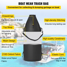 VEVOR T-Top Storage Bag, for 4 Type II Life Jackets, with a Boat Trash Bag, 600D Oxford Fabric Life Vests Storage Bag for Most T-Top Boats, Bimini Tops and Pontoon Tops (Life Jackets not Included)