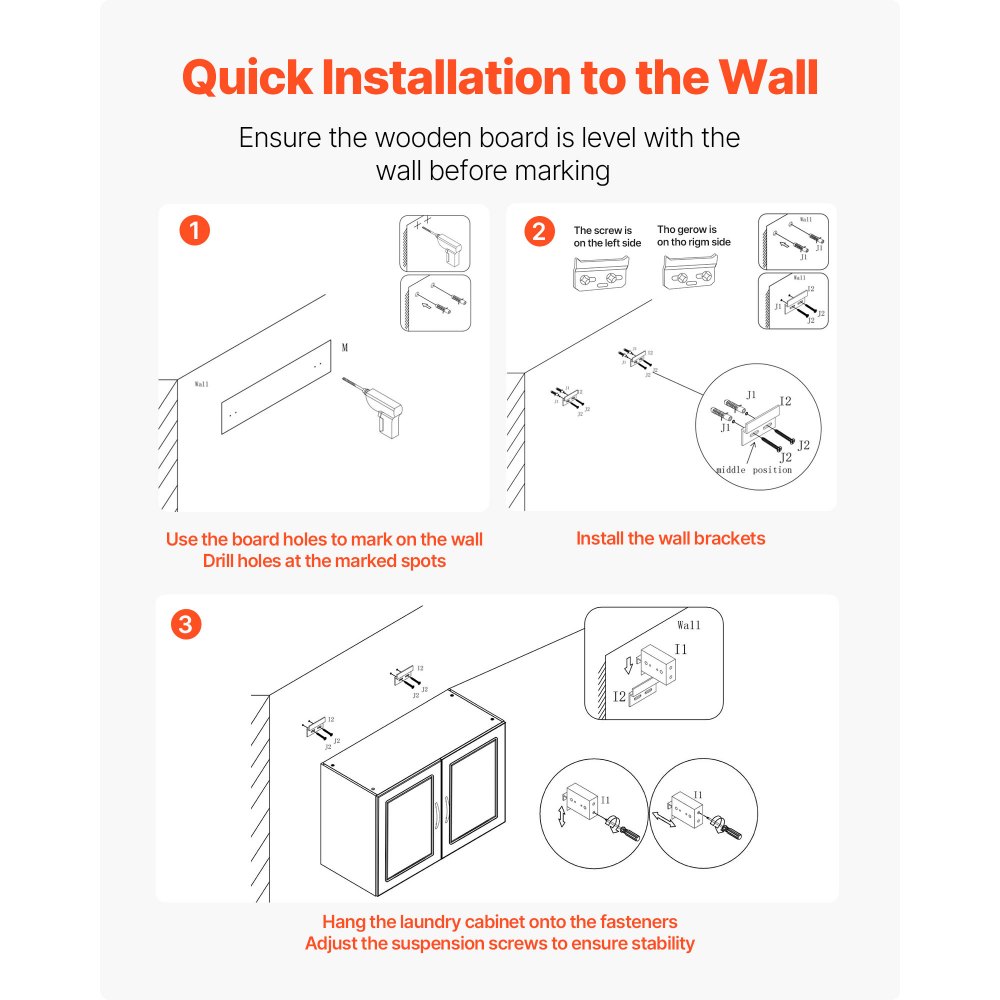 VEVOR Laundry Room Wall Cabinet, 2-Tier Wall Mounted Hanging Cabinet with Adjustable Shelf, Cupboard Storage with 2 Doors, for Kitchen, Bathroom, Laundry, 11.8 x 23.6 x 23.6 in (D x W x H), White