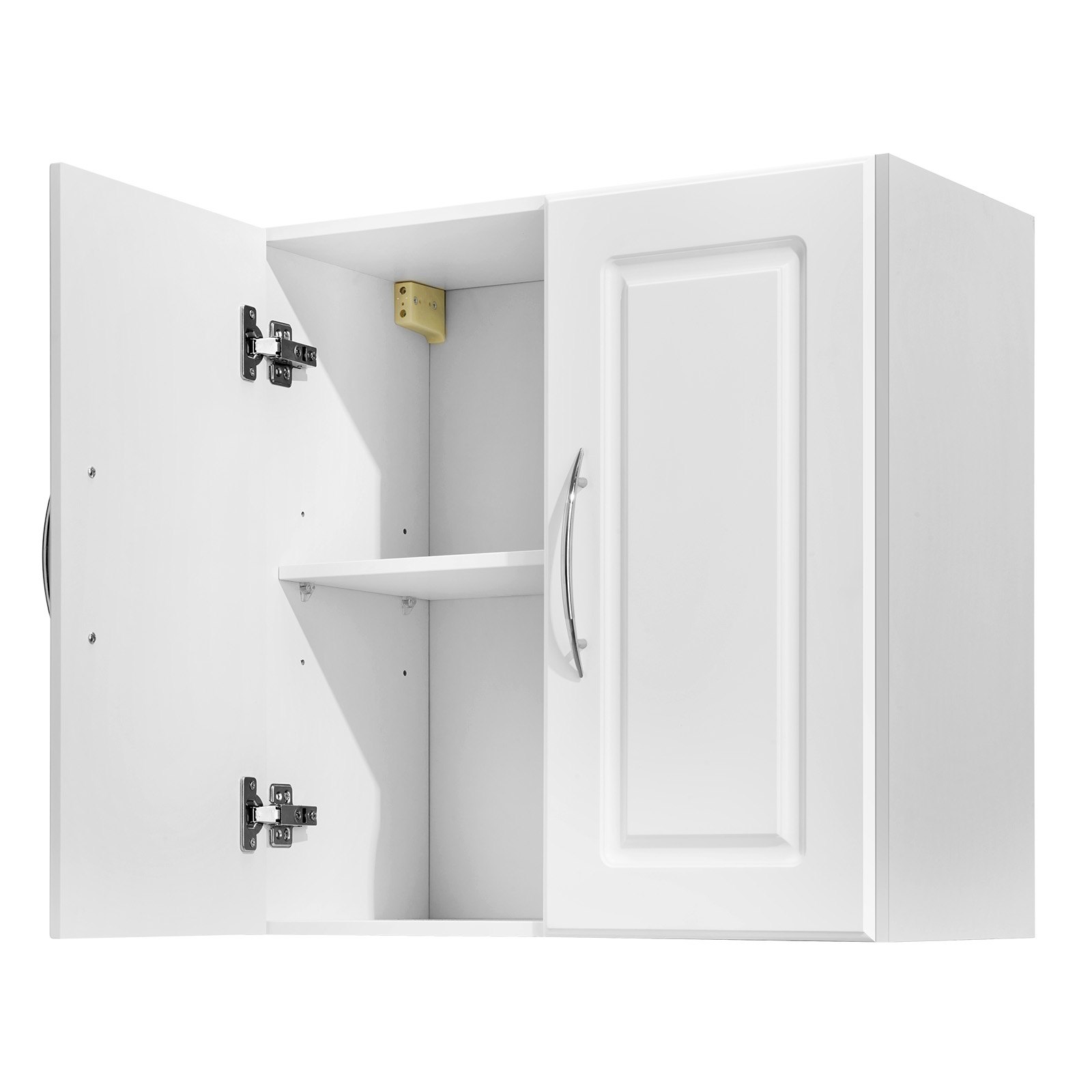 VEVOR Laundry Room Wall Cabinet, 2-Tier Wall Mounted Hanging Cabinet with Adjustable Shelf, Cupboard Storage with 2 Doors, for Kitchen, Bathroom, Laundry, 11.8 x 23.6 x 23.6 in (D x W x H), White