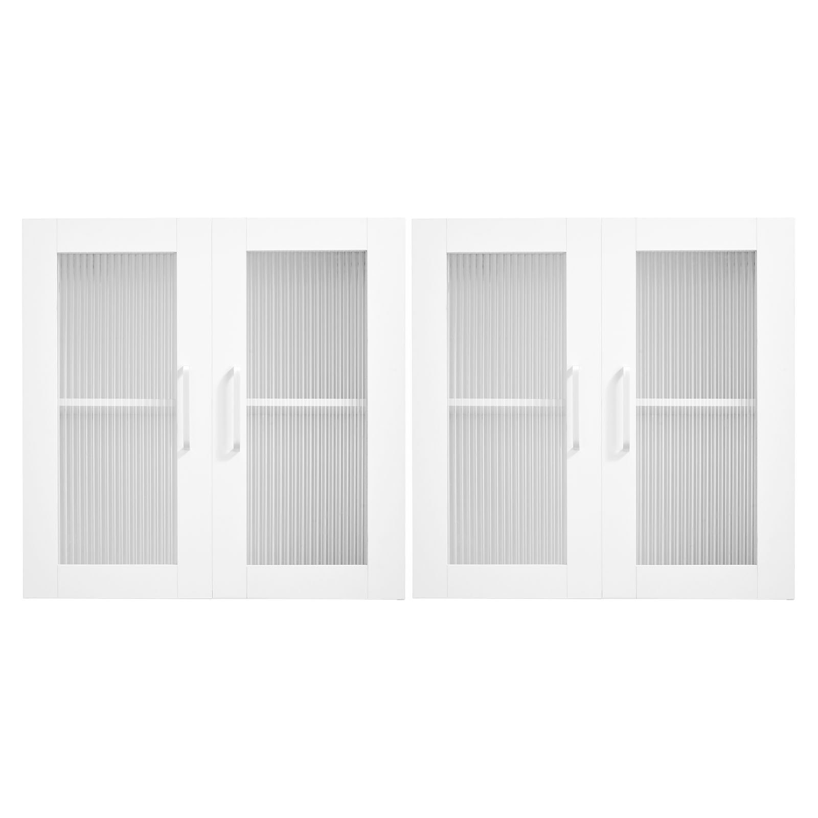 VEVOR Laundry Room Wall Cabinet, 2-Tier Wall Mounted Cabinet with Adjustable Shelf, Cupboard Storage with 4 Doors, for Kitchen, Bathroom, Laundry, Set of 2, Each 12 x 24 x 24 in (D x W x H), White