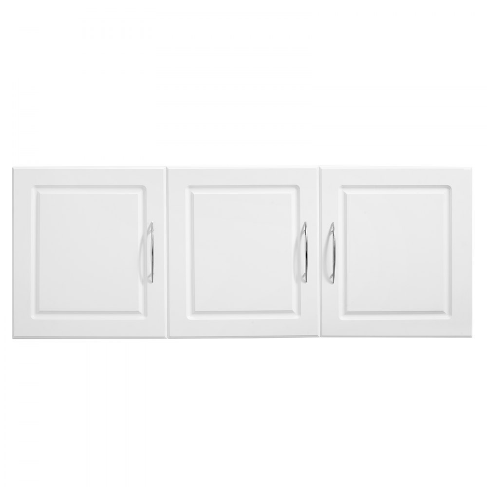 VEVOR Laundry Room Wall Cabinet, 2-Tier Wall Mounted Hanging Cabinet with Adjustable Shelf, Cupboard Storage with 3 Doors, for Kitchen, Bathroom, Laundry, 12.44 x 54 x 20.31 in (D x W x H), White