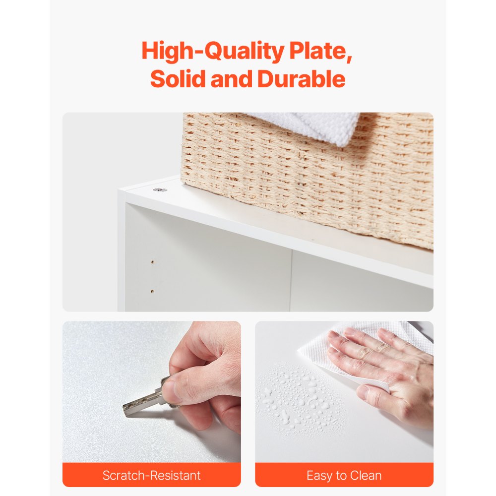 VEVOR Laundry Room Wall Cabinet, 2-Tier Wall Mounted Hanging Cabinet with 2 Doors, Cupboard Organizer with Adjustable Shelf, for Kitchen, Garage, Laundry, 11.8 x 23.6 x 23.6 in (D x W x H), White