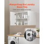 VEVOR Laundry Room Wall Cabinet, 2-Tier Wall Mounted Hanging Cabinet with 2 Doors, Cupboard Organizer with Adjustable Shelf, for Bathroom, Kitchen, Garage, Laundry, 16 x 36 x 24 in (D x W x H), White
