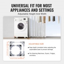 VEVOR Mini-koelkaststandaard 414 x 414 x 104 mm Universele wasbasis Verstelbare koelkaststandaard met soepel rollende wielen Wasmachinebasis voor wasmachine en droger