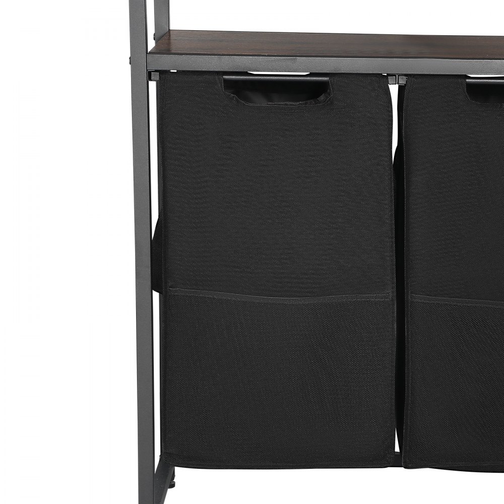 VEVOR Wasmand Wassorteerder met 4 lagen (600D Oxford-stof), wasverzamelaar met ladderplanken, wasscheider Wassorteersysteem voor vuile was Wasruimte Zwart