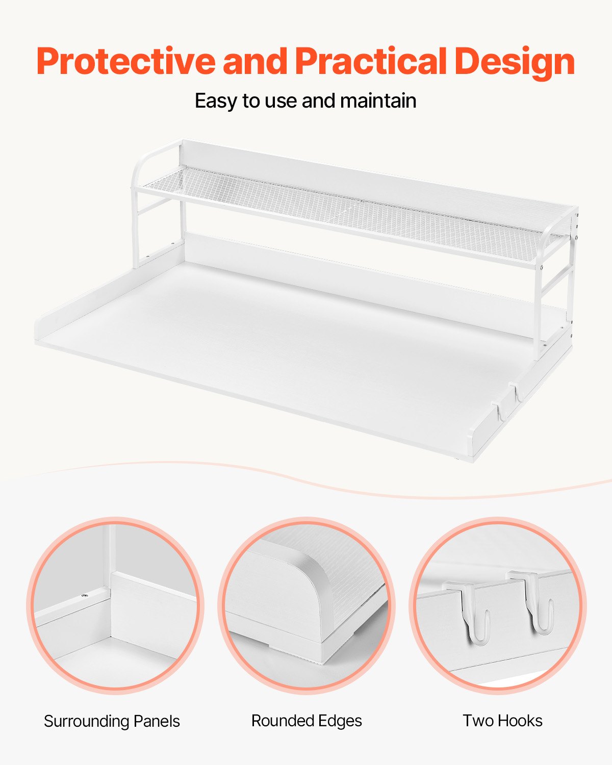 VEVOR Wasmachine en droger aanrechtblad met 2-laags plank (1370 x 700 x 419 mm) Trommelrek met antislip pads, waterbestendig wasrek, wit