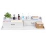 VEVOR Werkblad voor wasmachine en droger (137 x 69,9 cm) met plank, 2 lades en haken, voor linnenkast, voorraadkast, aanrecht, draagvermogen 113 kg, wit, met opbergruimte voor wasmiddel
