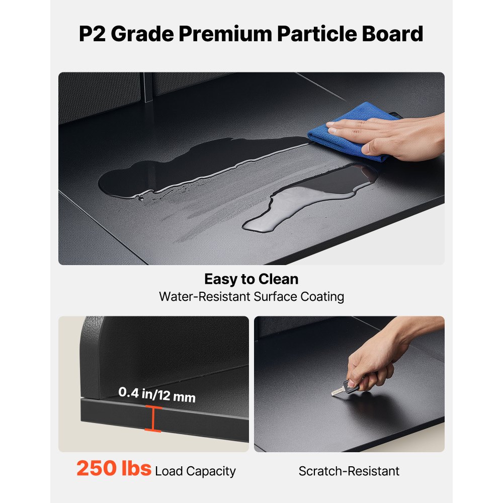 VEVOR Werkblad voor wasmachine en droger (137 x 69,9 cm) met plank, 2 lades en haken, voor linnenkast, voorraadkast, aanrecht, draagvermogen 113 kg, zwart, met opbergruimte voor wasmiddel