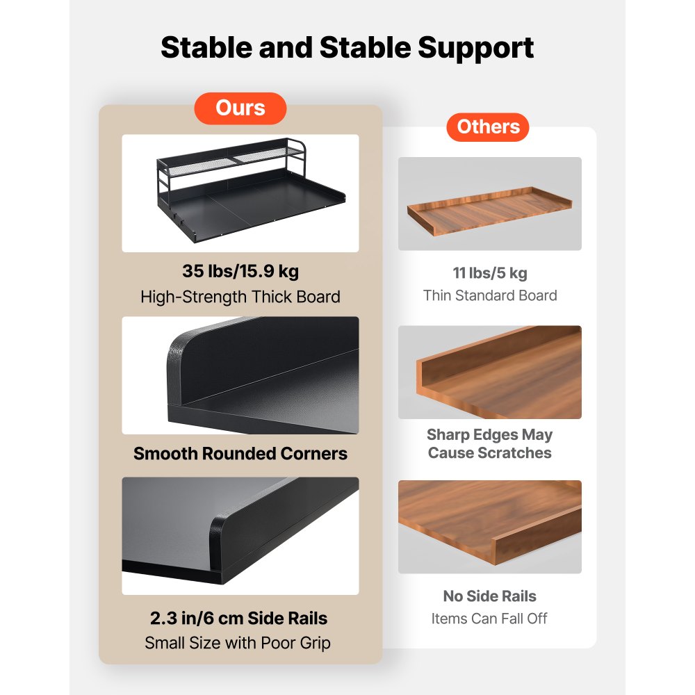 VEVOR Washer Dryer Countertop with Shelf, 137 x 69.9 cm Wooden Washer and Dryer Topper with Edge and 2 Hooks, Laundry Machine Topper for Laundry Closet Pantry Counter Organization and Storage, Black