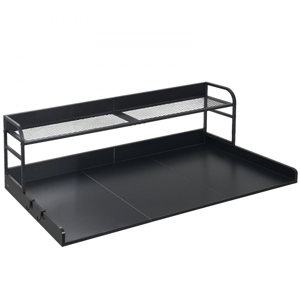 VEVOR Washer Dryer Countertop with Shelf, 137 x 69.9 cm Wooden Washer and Dryer Topper with Edge and 2 Hooks, Laundry Machine Topper for Laundry Closet Pantry Counter Organization and Storage, Black