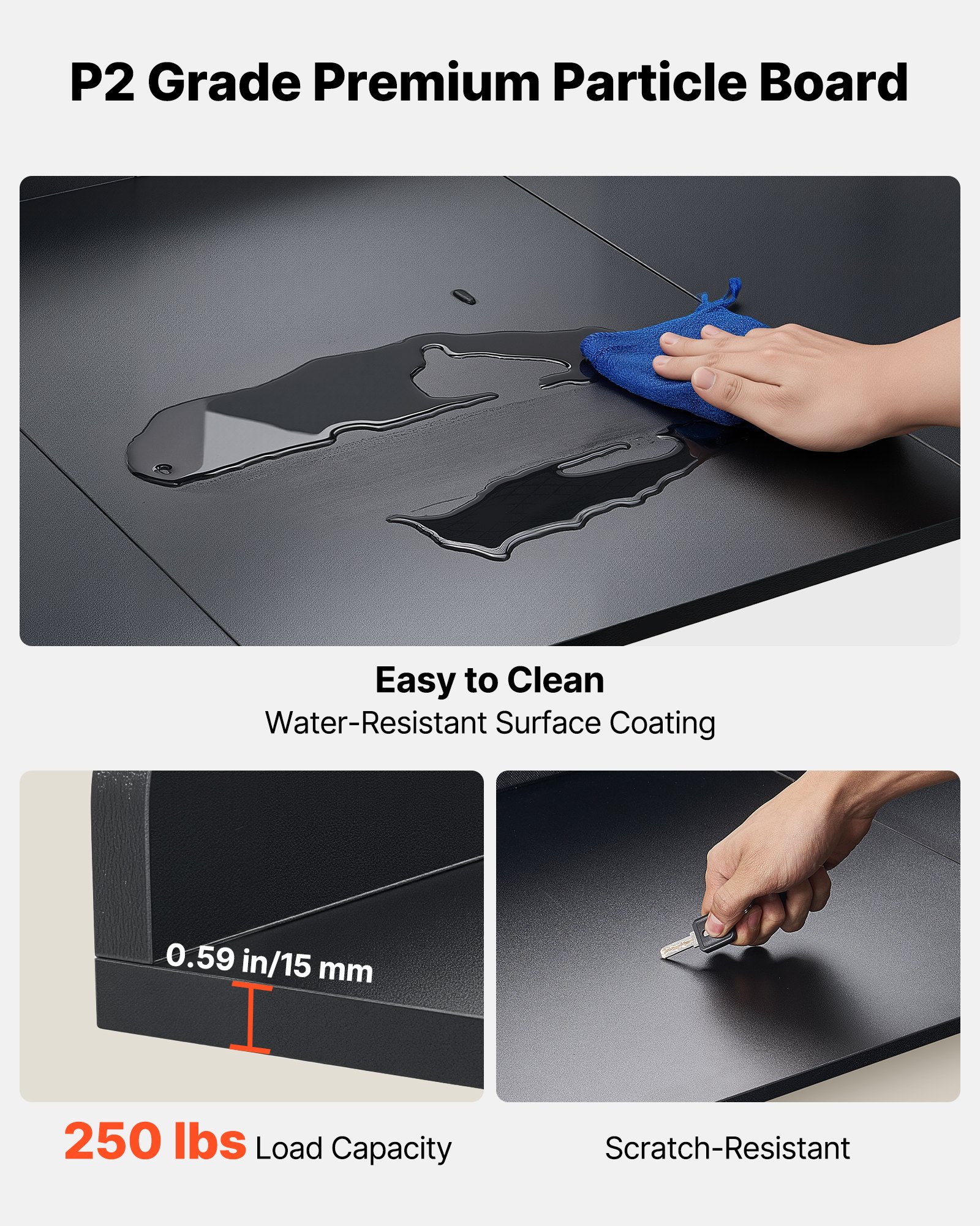 VEVOR Washer Dryer Countertop with Shelf, 137 x 69.9 cm Wooden Washer and Dryer Topper with Edge and 2 Hooks, Laundry Machine Topper for Laundry Closet Pantry Counter Organization and Storage, Black