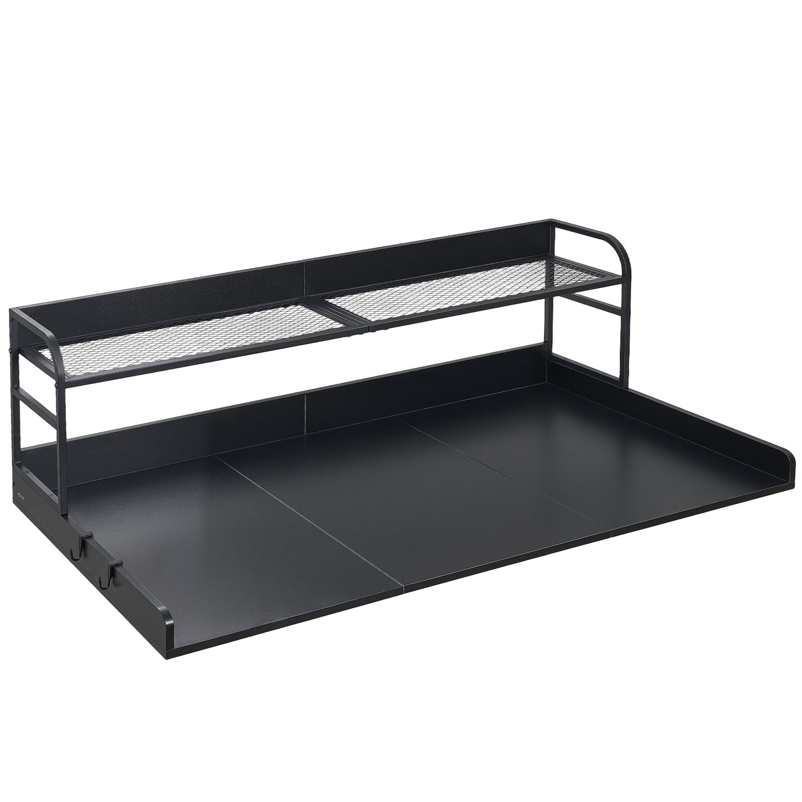 VEVOR Washer Dryer Countertop with Shelf, 137 x 69.9 cm Wooden Washer and Dryer Topper with Edge and 2 Hooks, Laundry Machine Topper for Laundry Closet Pantry Counter Organization and Storage, Black