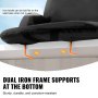 VEVOR stadium seat with dual iron frame supports, foldable hooks, and durable black material.