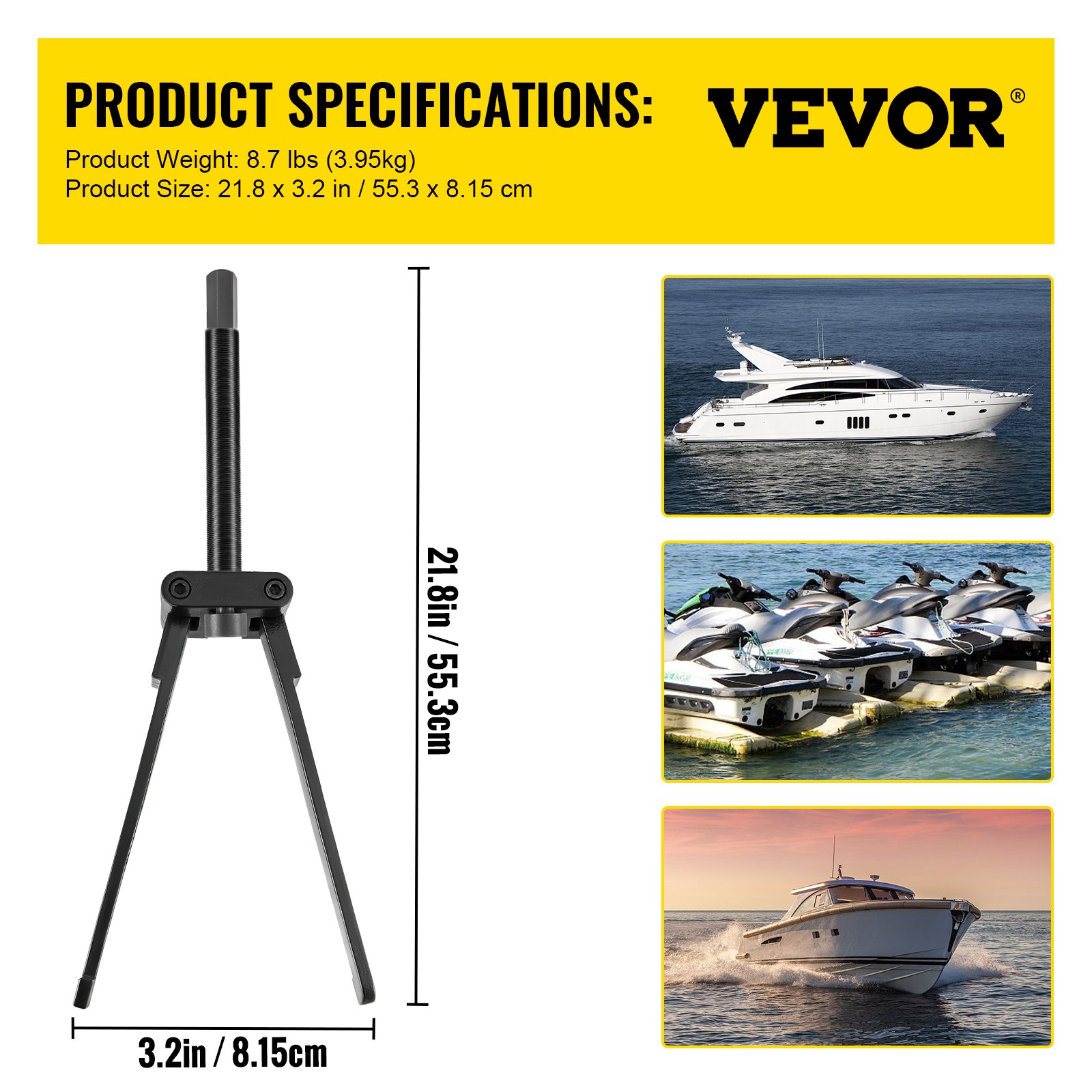 VEVOR Lower Bearing Carrier Puller, Compatible with Yamaha, Johnson, Evinrude, Honda, Mercury, Robust Steel Marine Lower Bearing Puller with Adjustable Arms, Works for Lower Carrier Bearing Removing