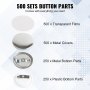 VEVOR 500 Sets 1 inch 25mm Pin Back Button Parts for Button Maker Machine, DIY Round Button Badge Parts, Set Includes Metal Top, Plastic/Metal Button, Clear Film, and Blank Paper For Gifts Presents